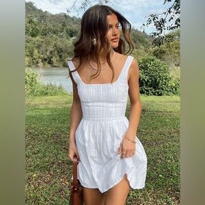 100% LINEN Princess Polly White Mini Dress